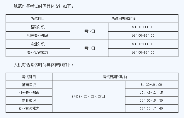 初级护师考试安排