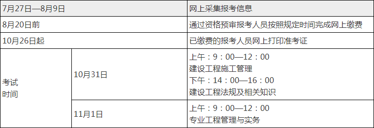 河北二级建造师报名时间